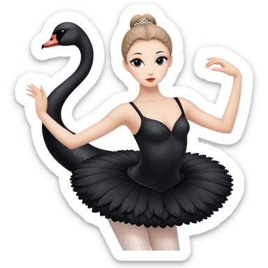 Ballerina in black swan costume  sticker
