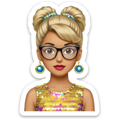 80'S DICO GIRL WITH GLASSES sticker