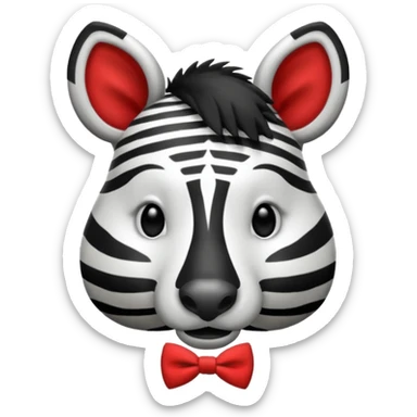 Zebra with a red bow tie sticker