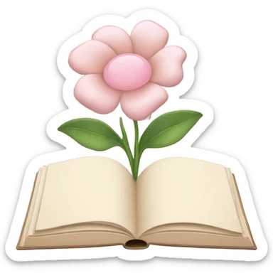 Beige Open book with light pink flower inside sticker