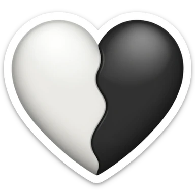 Half black and half white heart together  sticker