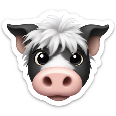 White hairy pig with black patches and floppy ears and scrunched up snout sticker