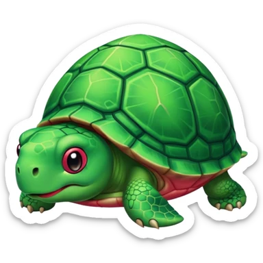 tortue cartoon verte avec joues rouge-rose, style kawaii, fond transparent. sticker