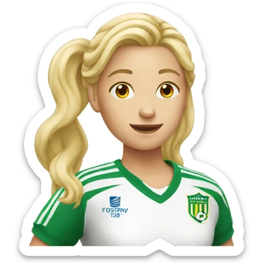 blond women with soccer  sticker