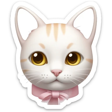light pink cat with white ribbon sticker