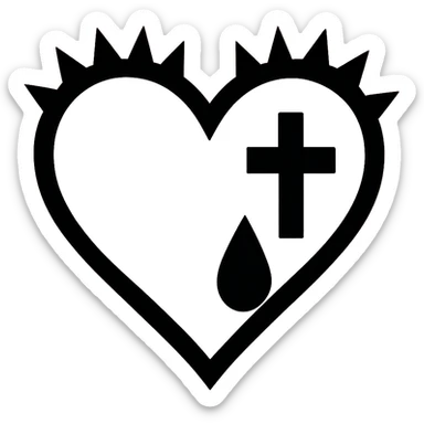 white goth heart, minimal, edgy, dark accents, no background sticker