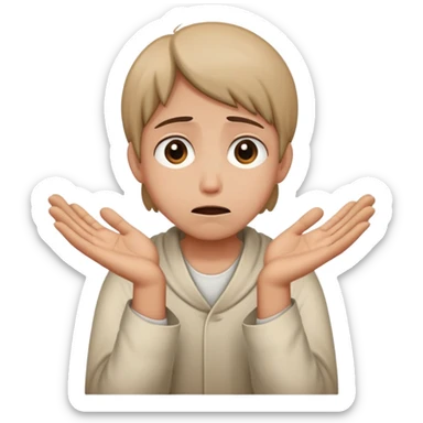 person begging for forgiveness with remorseful expression and pleading hands sticker