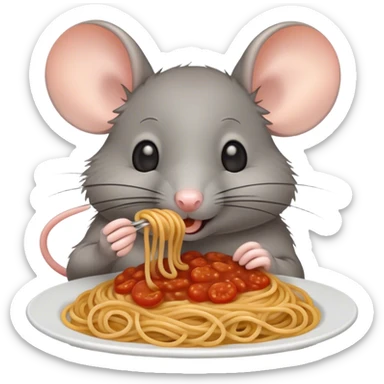 mouse eating spaghetti sticker