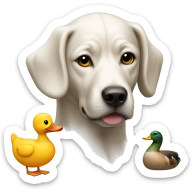 dog with a duck sticker