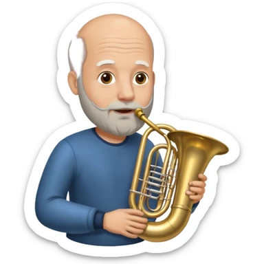 große Tuba, von glatzköpfigen graubärtigem Mann gespielt sticker