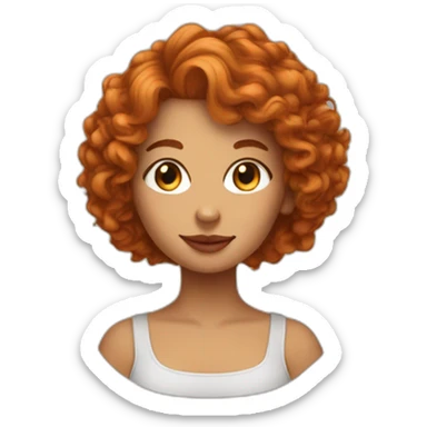 Femme aux cheveux bouclés avec un chat roux sticker