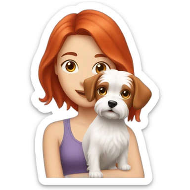 Red-haired girl with Maltese dog sticker