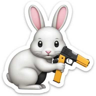 Crea un emoji de un conejo sosteniendo una glok sticker