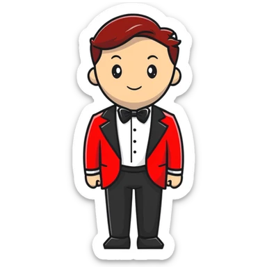 red and white formal tuxedo suit sticker