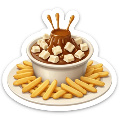 white cheese curds with gravy on fries in a white plate sticker