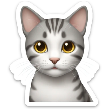 grey and white tabby cat shorthair  sticker