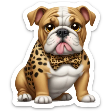 Bulldog with leopard bow sticker