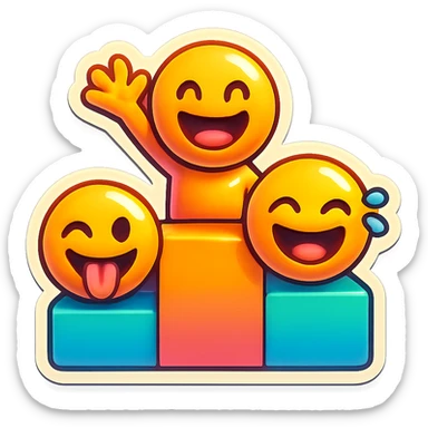 Remove the numbers from the podium. Keep the cheerful emoji style with vibrant colors and playful expressions. sticker