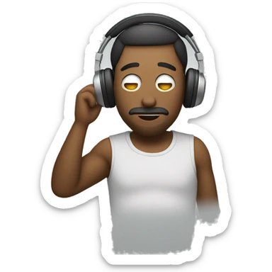 Drunk man listening to music sticker