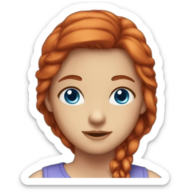 Girl Long Red head blue eyes full face sticker