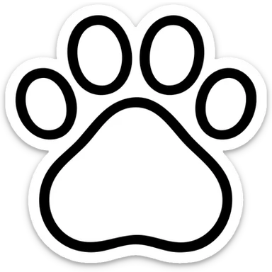 cat paw print icon, outlined, modern icon style sticker