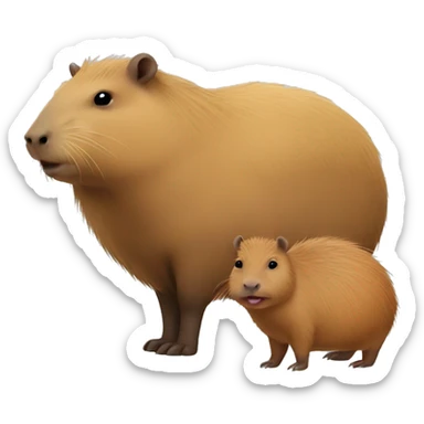Capybara with a baby capybara next her sticker