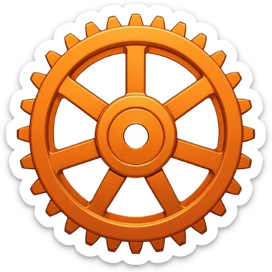 Orange flattened gear sticker