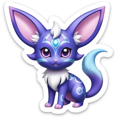 Shiny Exotic Cute Adorable Majestic Espeon-Meowstic-Hybrid-Creature with pattern-markings sticker