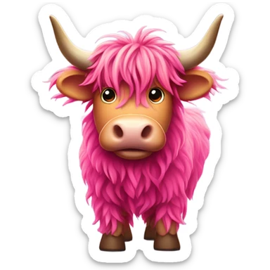 bright pink highland cow  sticker