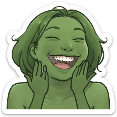 girl with hands around neck laughing  sticker