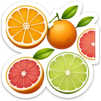 Emoji of slices of oranges, lemon, lemongrass, lime, grapefruit sticker