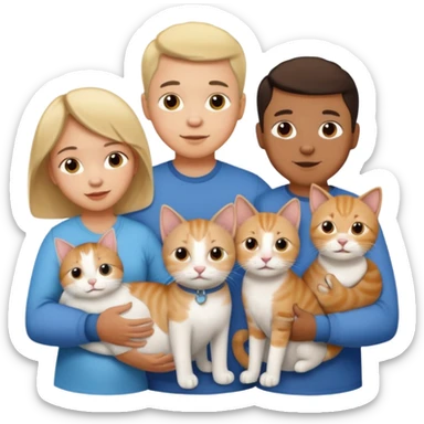 Un bebé Un niño de 10 años y papá y mamá tambien un gato y un perro todos son parte de la familia sticker