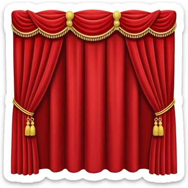 Simple, opened red curtains with black background  sticker