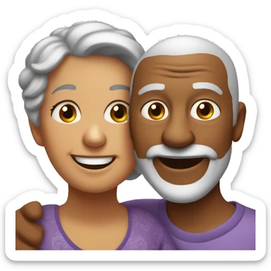 two grandparents smiling to each other  sticker