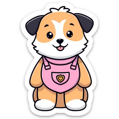 The cute Teddy dog is wearing a pink bib. sticker