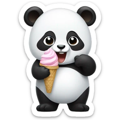 Panda eating ice cream sticker