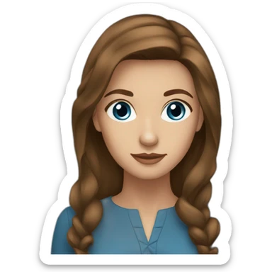 Blue eyes brown hair woman elegant sticker