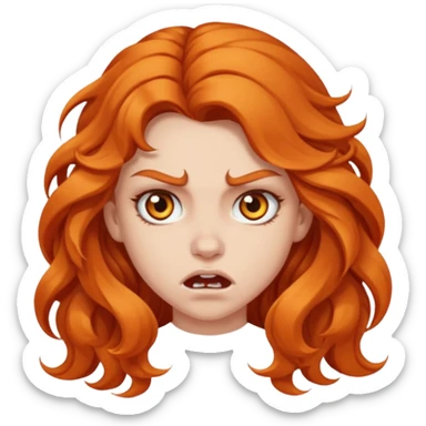 aggressive girl with long wavy hair sticker