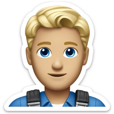 janitor with blonde hair blue eyes uniform designed by hugo boss sticker