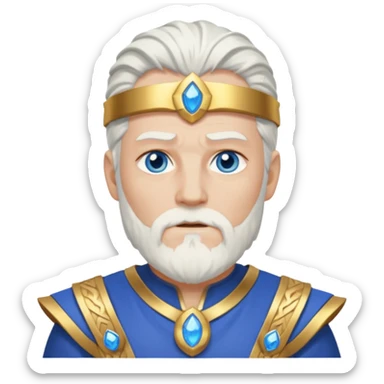 Odin with blue eyes, white hair, gold outfit sticker