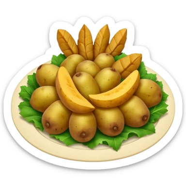 prato de jantar de buffet com batatas carnes e vegetais verdes sticker