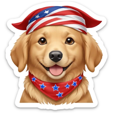 Patriotic golden retriever  sticker