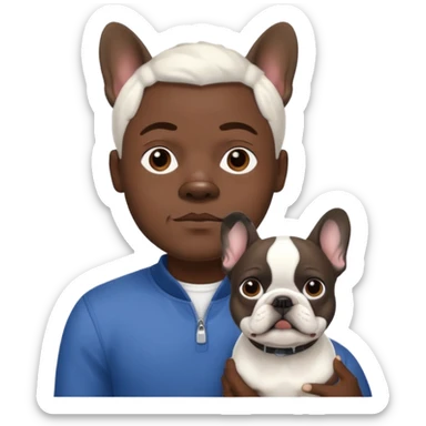 hombre médico de color de tez negro con bulldog francés blancos sticker