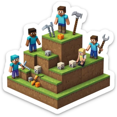 minecraft charectors building together a foundation sticker
