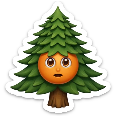 sapin avec deux gros yeux orange, pas de bouche sticker