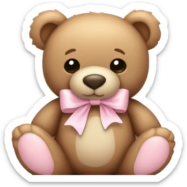 Teddy bear with light pink bow  sticker