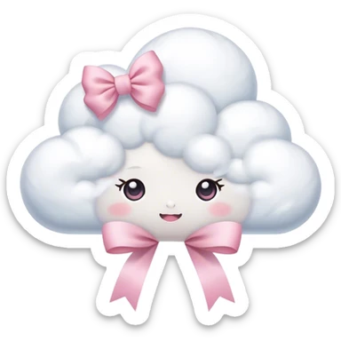 Cute anime style cloud with bows sticker