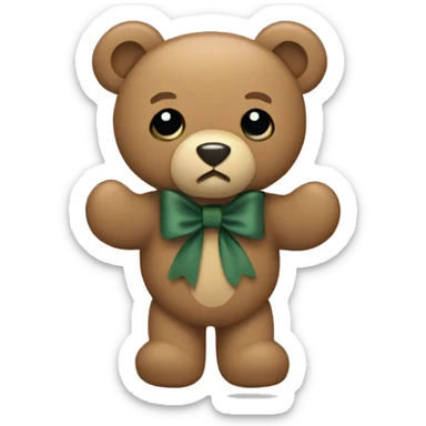 Teddy bear with khaki green bow sticker