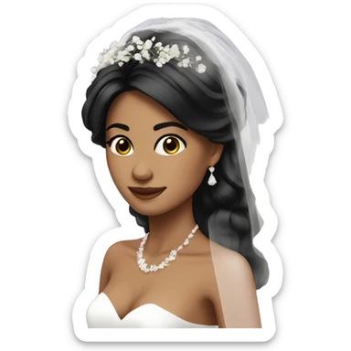 Beautiful bride with black hair sticker