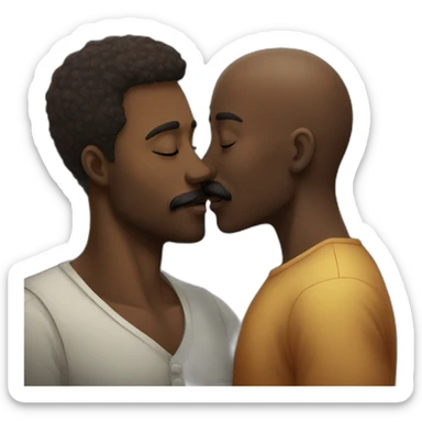  African man kissing a  fair guy with moustache sticker